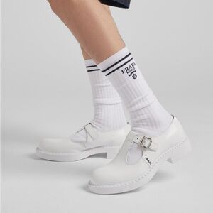 New Authentic Prada Men’s Chocolate Bar T-Strap Shoes – White – Size 13 – NWT